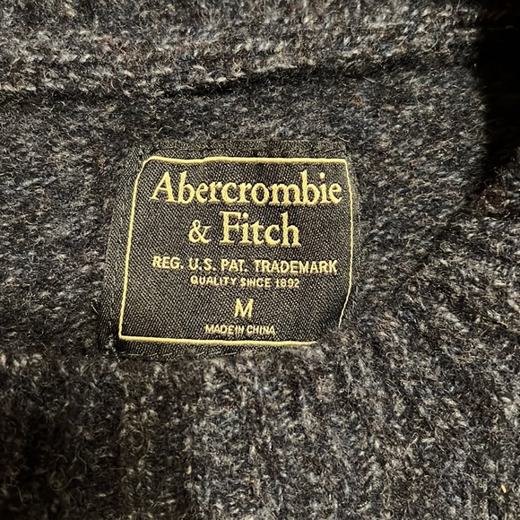 Abercrombie & Fitch Blue Sweater w/ Yellow, Orange, and Red Color Bands - Picture 4 of 4
